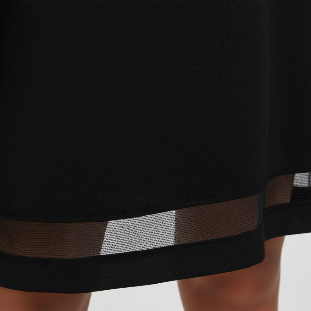 Abito Donna Nero Pizzo Scollo V