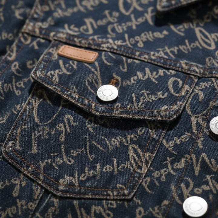 Giacca Uomo Scritta Denim