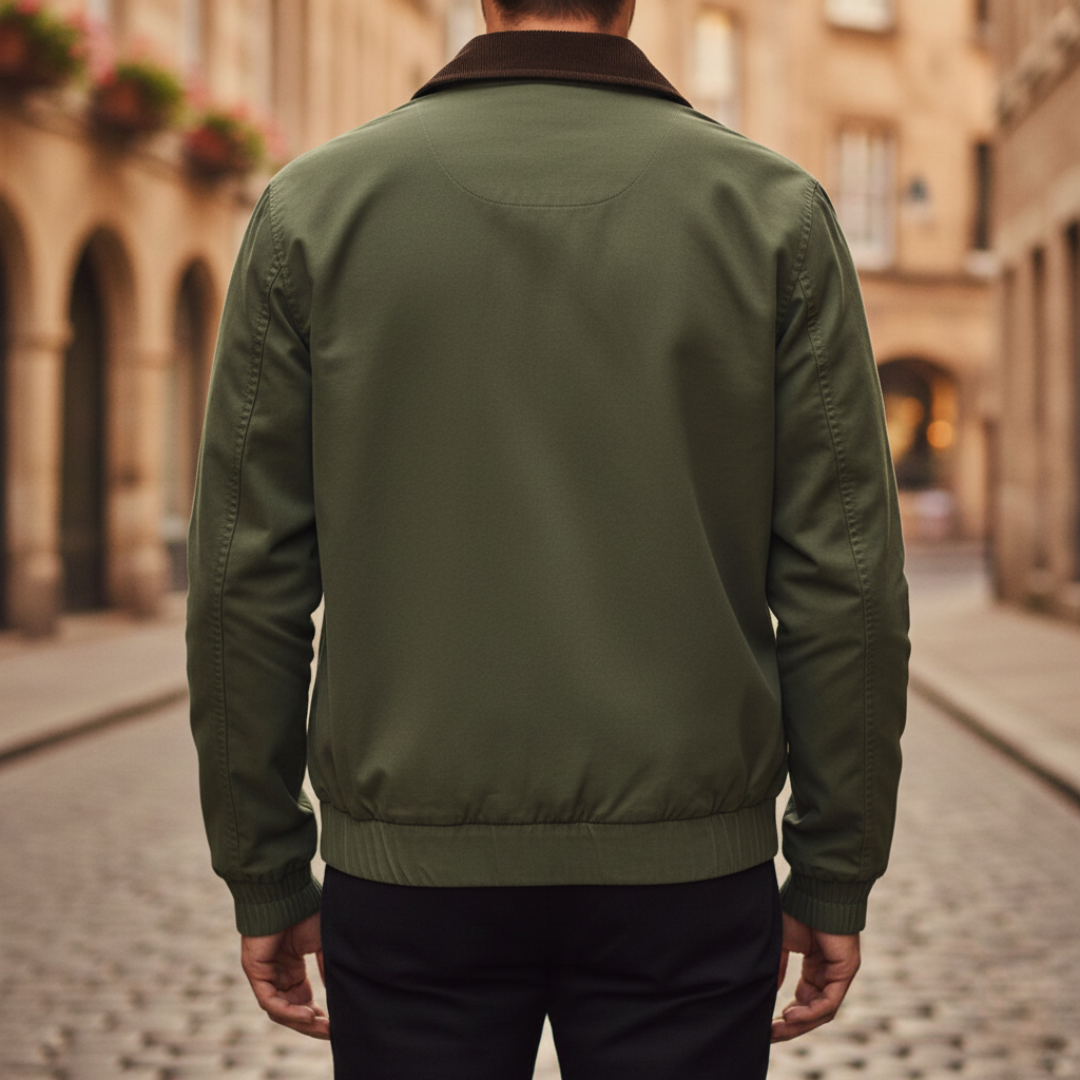 Men's Jacket with Synthetic Leather Collar