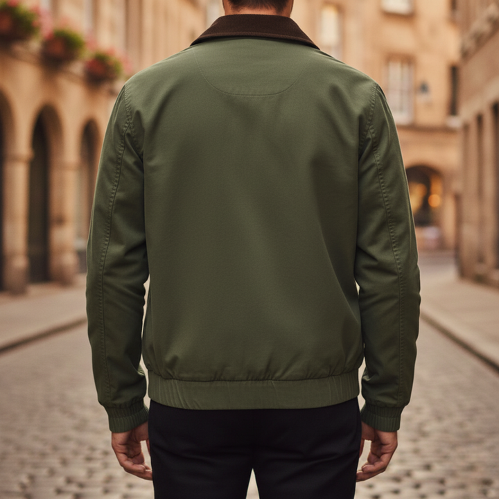 Men's Jacket with Synthetic Leather Collar