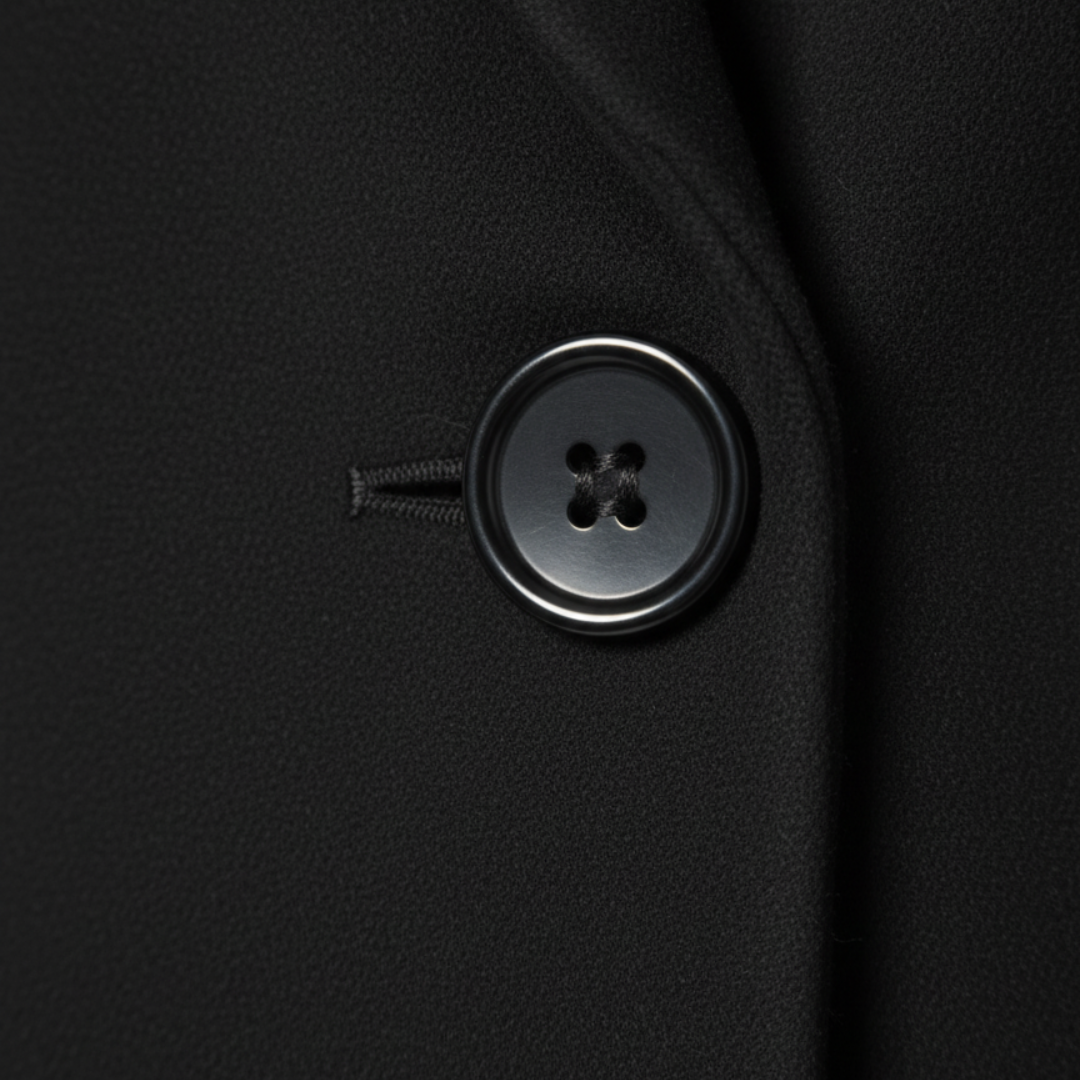 Cappotto Donna Lungo Nero Poliestere Doppiopetto