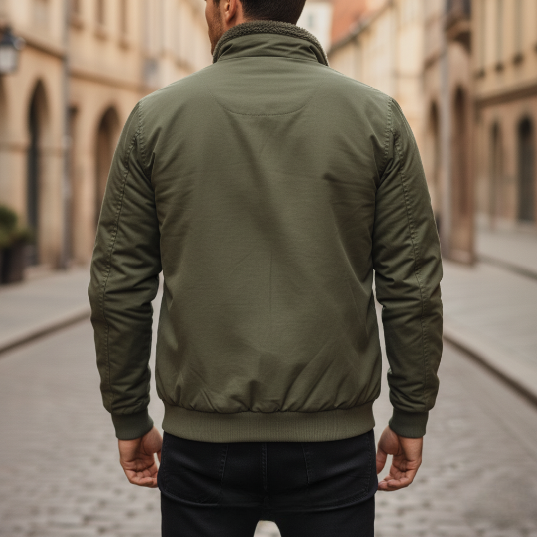 Giacca bomber da uomo con colletto shearling invernale