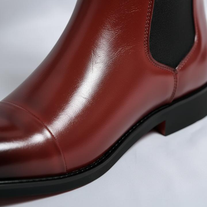 Stivali Chelsea Uomo in Pelle Sintetica Marrone con Elastico