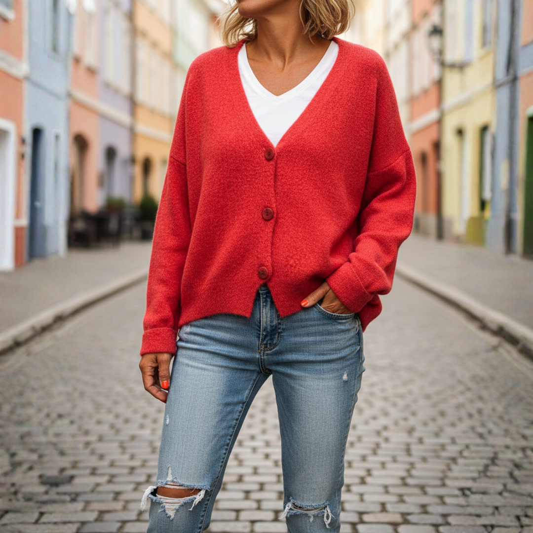 Cardigan Donna con Bottoni Oversize Casual