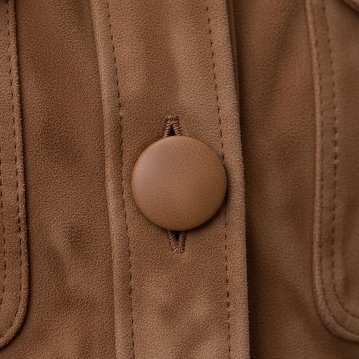 Giacca donna in materiale morbido marrone con bottoni