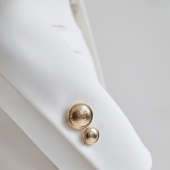 Giacca Donna Bianca Ricamo Floreale Tessuto