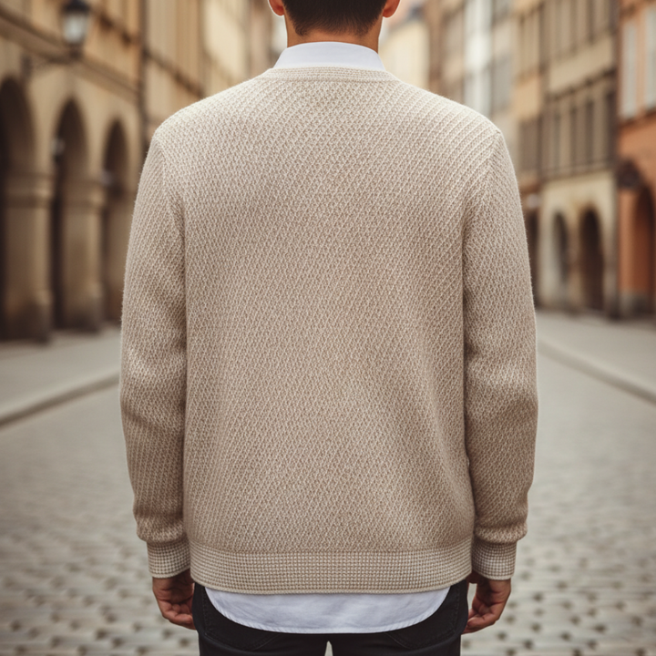 Pullover Herren Rundhalsausschnitt Melange-Struktur