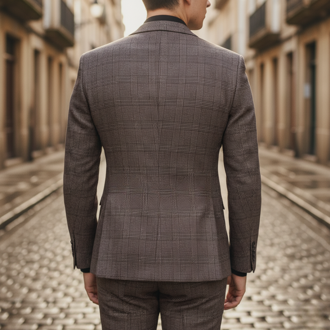 Herrenanzug 3-teilig aus kariertem Stoff