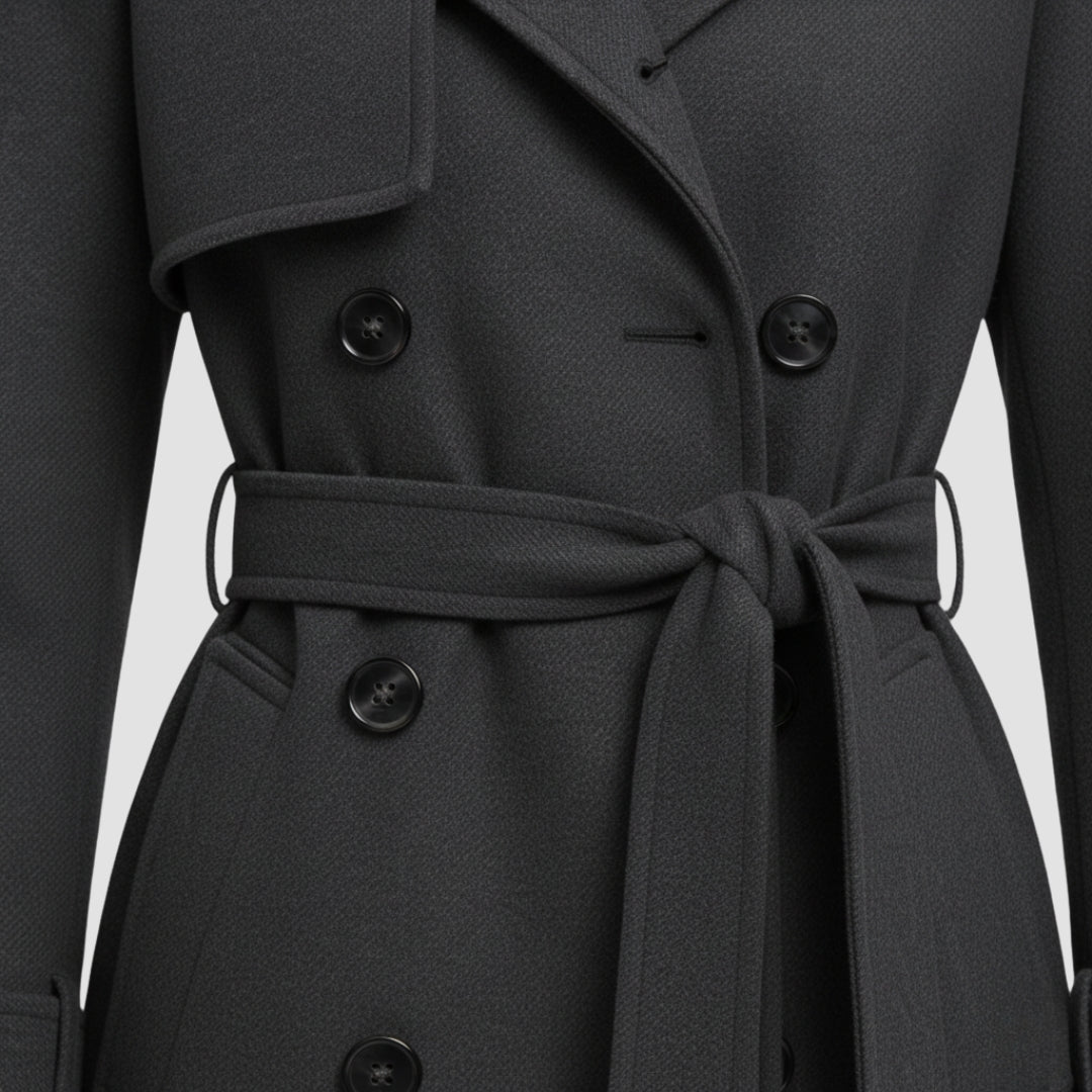 Cappotto da donna lungo in lana stile trench