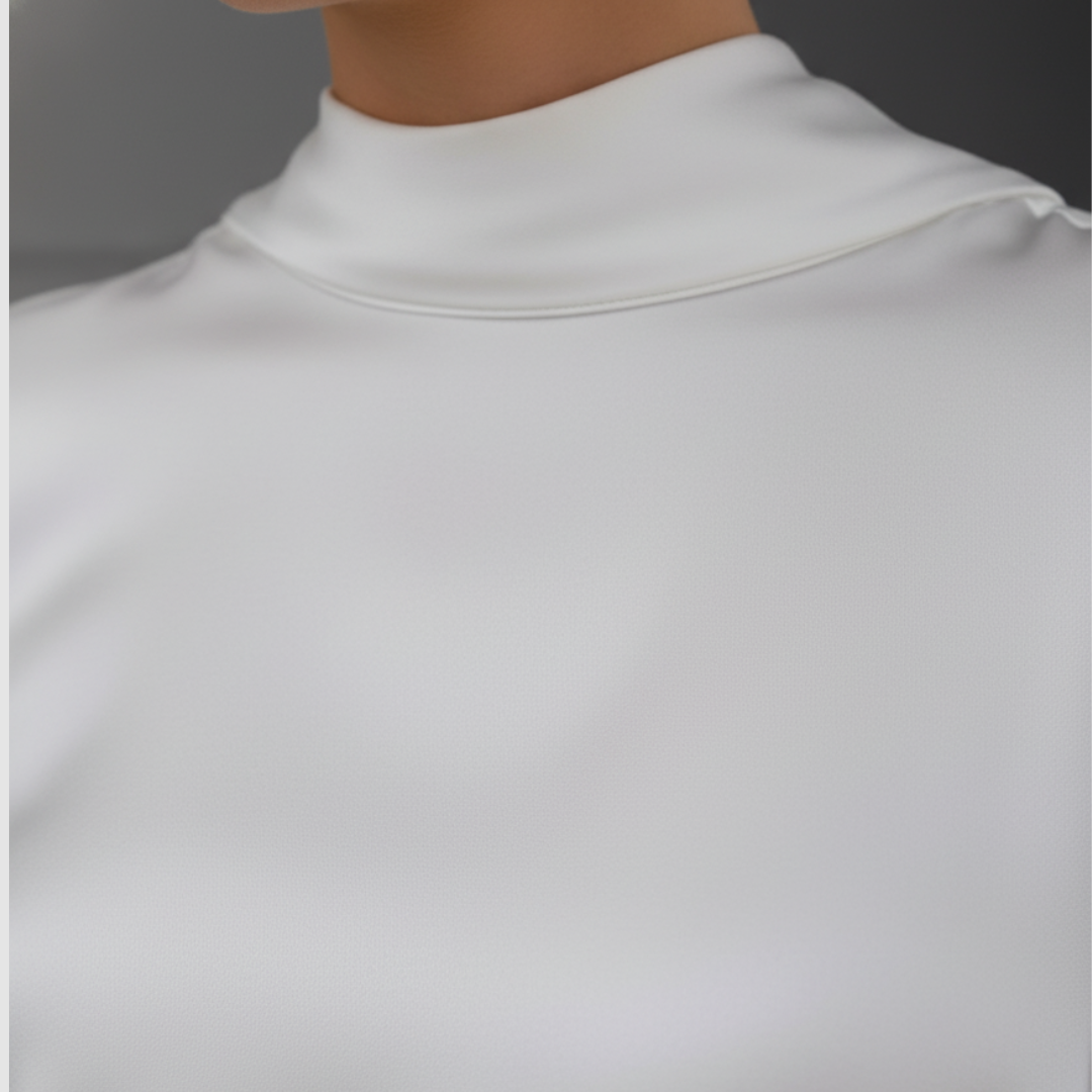 Blouse Woman Long Sleeve in High Quality Material with High Neck