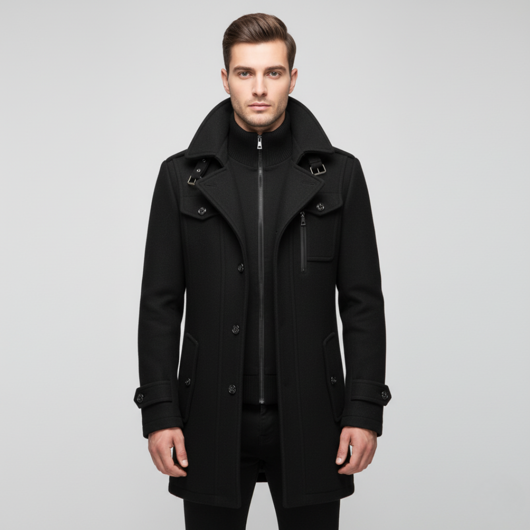 Men's Winter Wool Coat with Bib