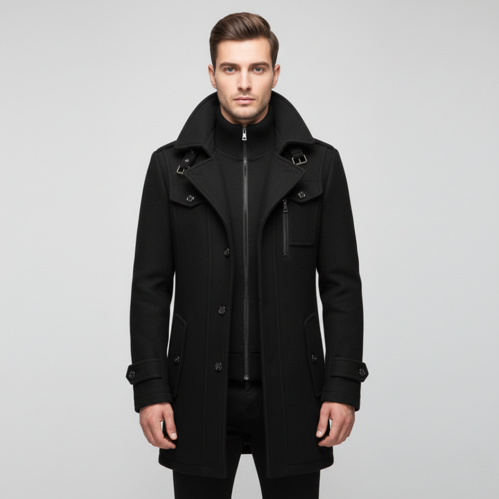 Men's Winter Wool Coat with Bib