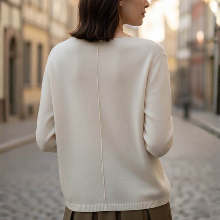 Maglione Donna Cashmere Collo Tondo Bottoni