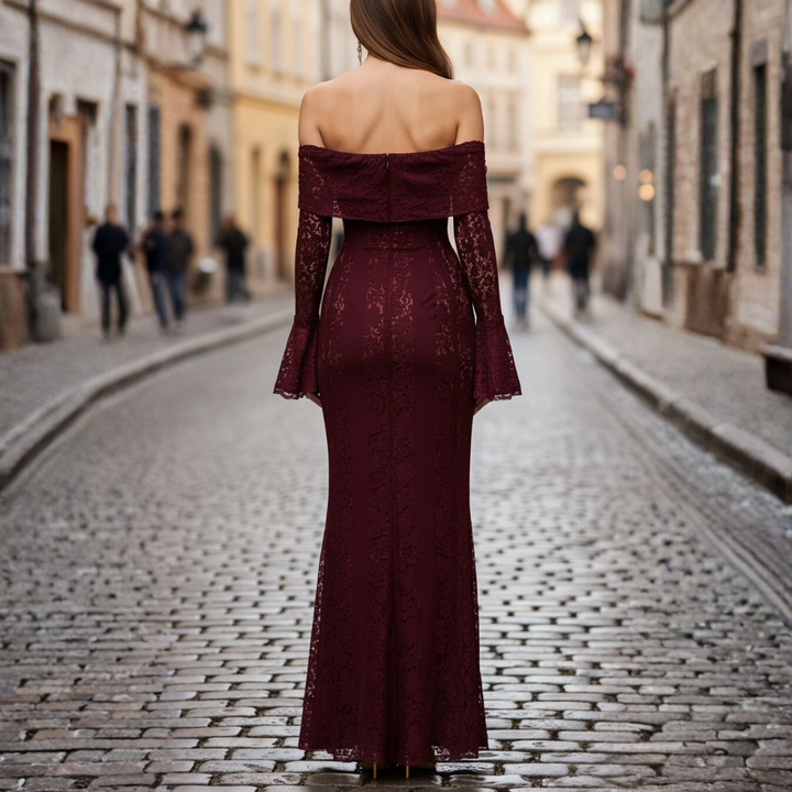 Long Lace Dress Women Strapless