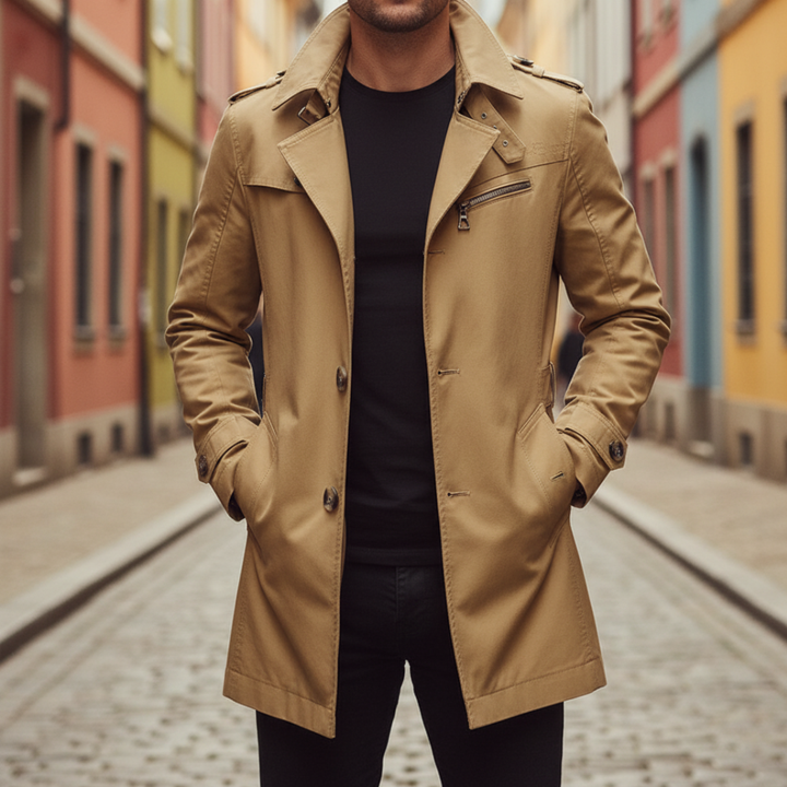 Trench Uomo con Bottoni Impermeabile