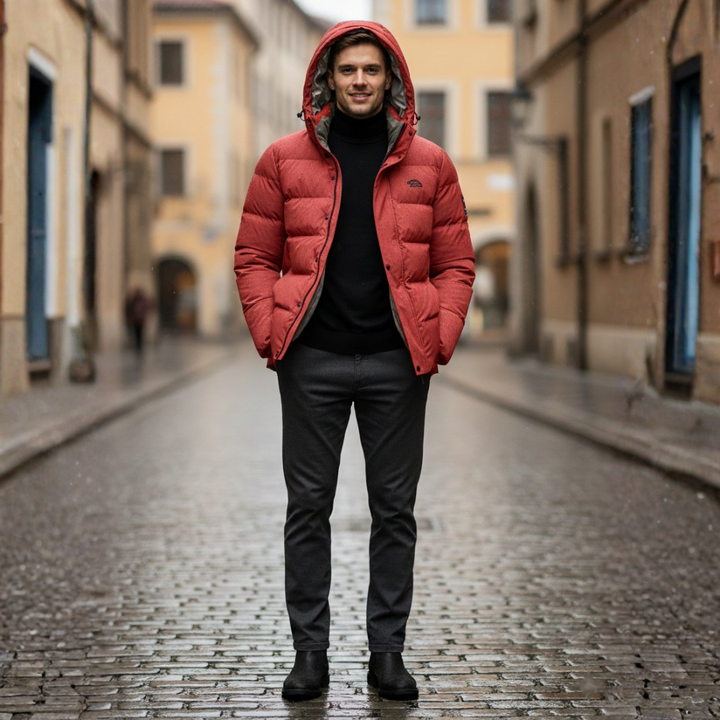 Men's Winter Waterproof Down Jacket with Hood