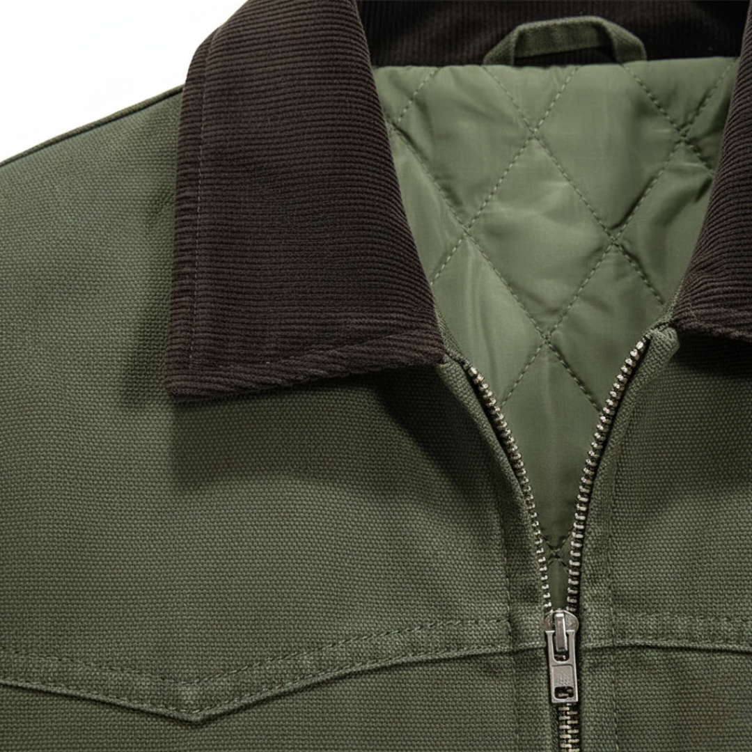 Men's Jacket with Synthetic Leather Collar