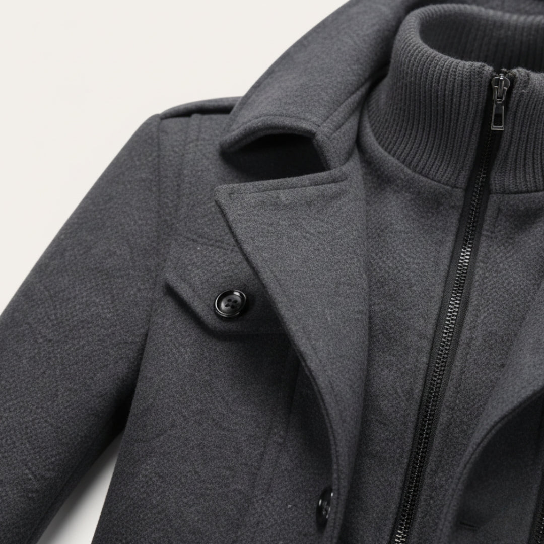 Men's Winter Wool Coat with Bib