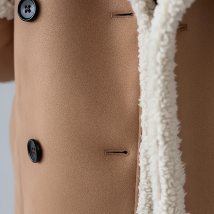 Cappotto Donna Pelle con Cappuccio Pelliccia Sintetica