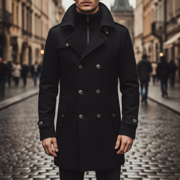 Men's Winter Wool Coat with Bib