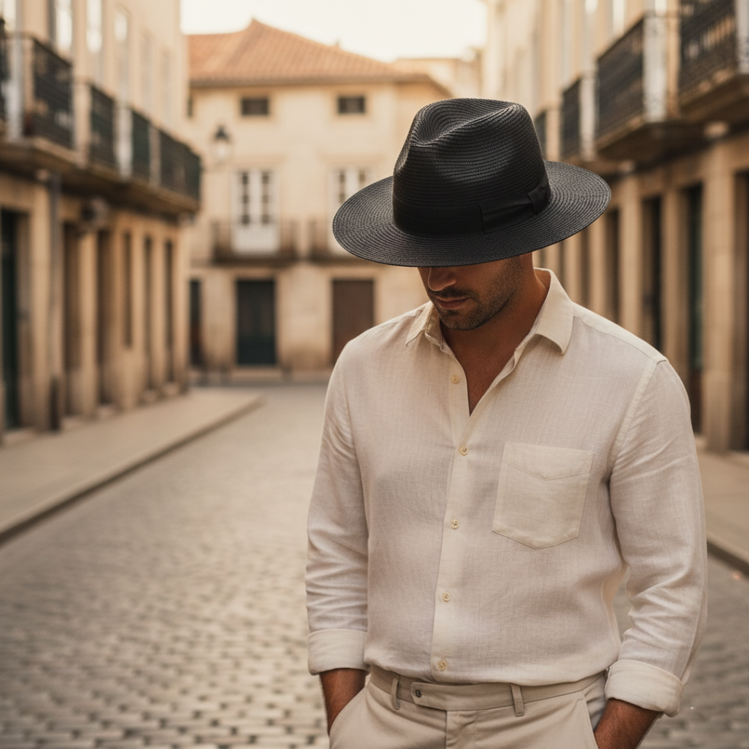 Fedora Hat Men Straw Medium Brim Summer