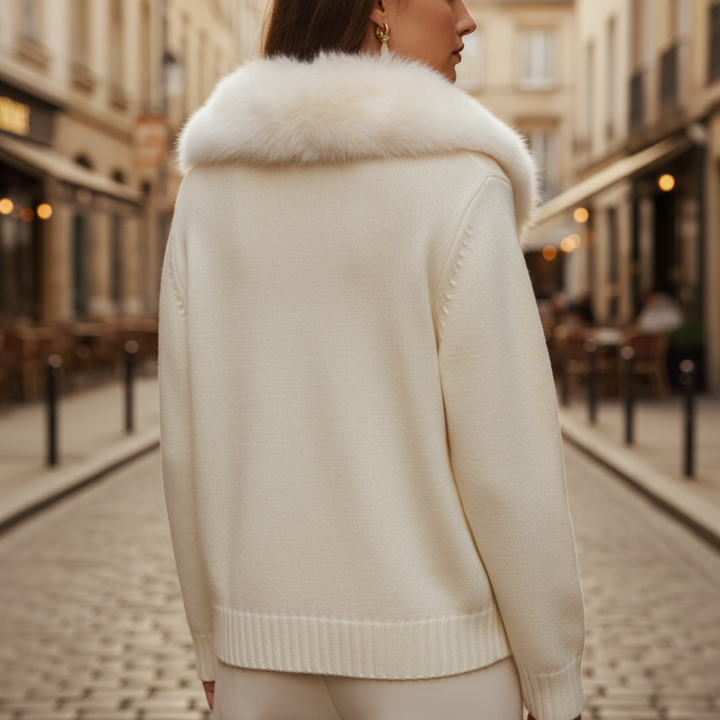 Damenjacke aus Mischgewebe mit Kragen aus Kunstpelz