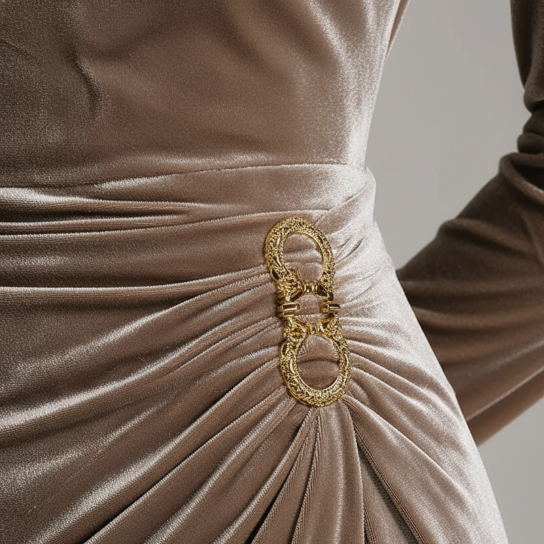 Abito Donna Lungo con Scollo Drappeggiato