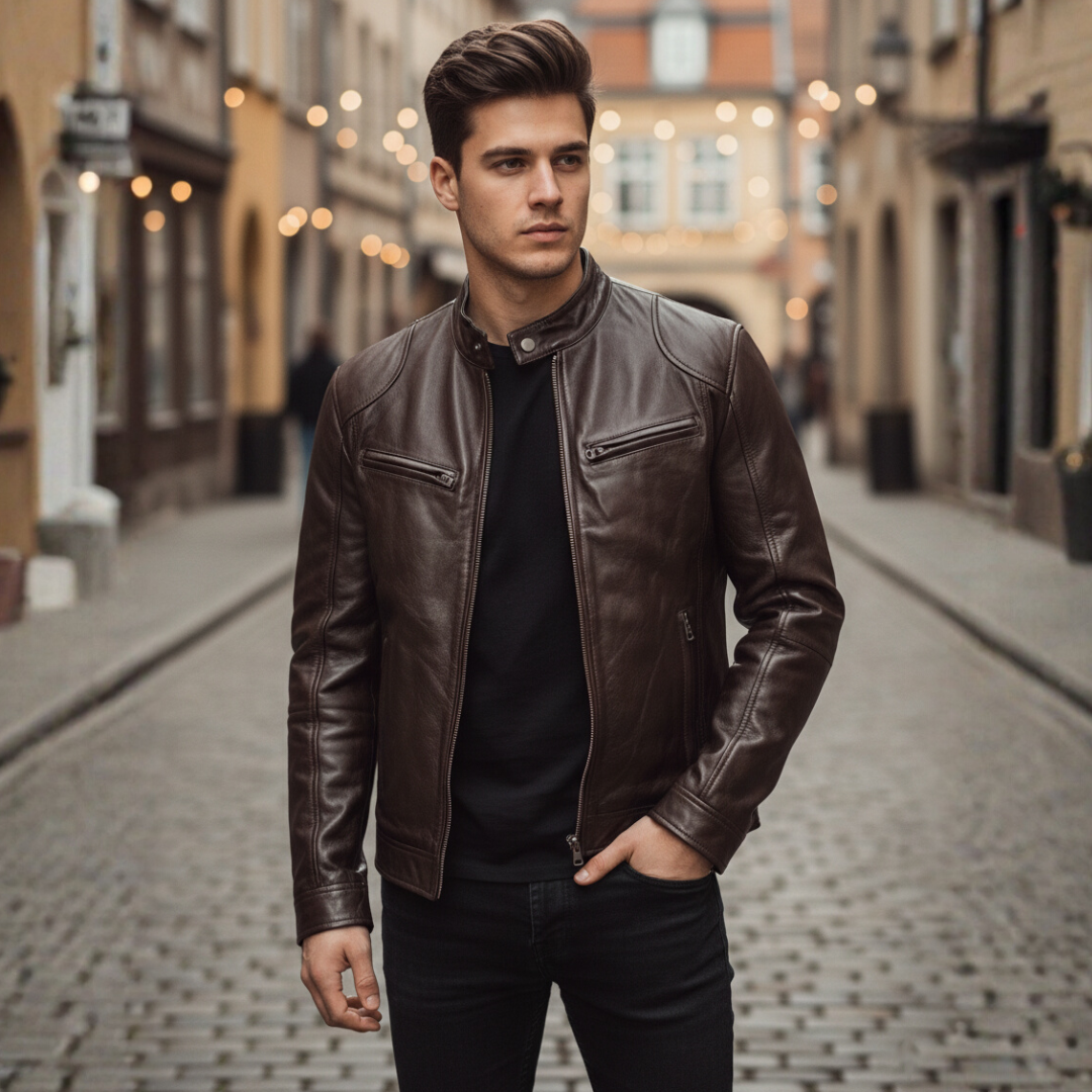 Herrenjacke Biker-Lederoptik