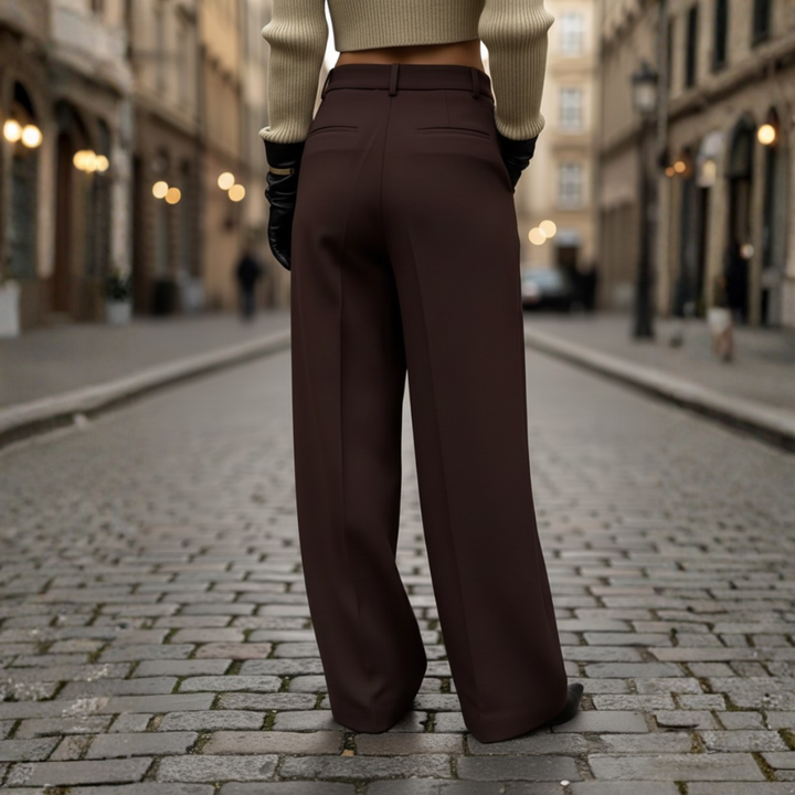 Pantaloni Donna Pleated Fascia Alta Tessuto