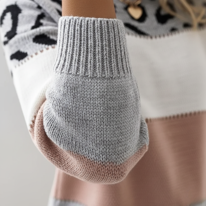 Maglione Donna Leopardo Materiale Misto