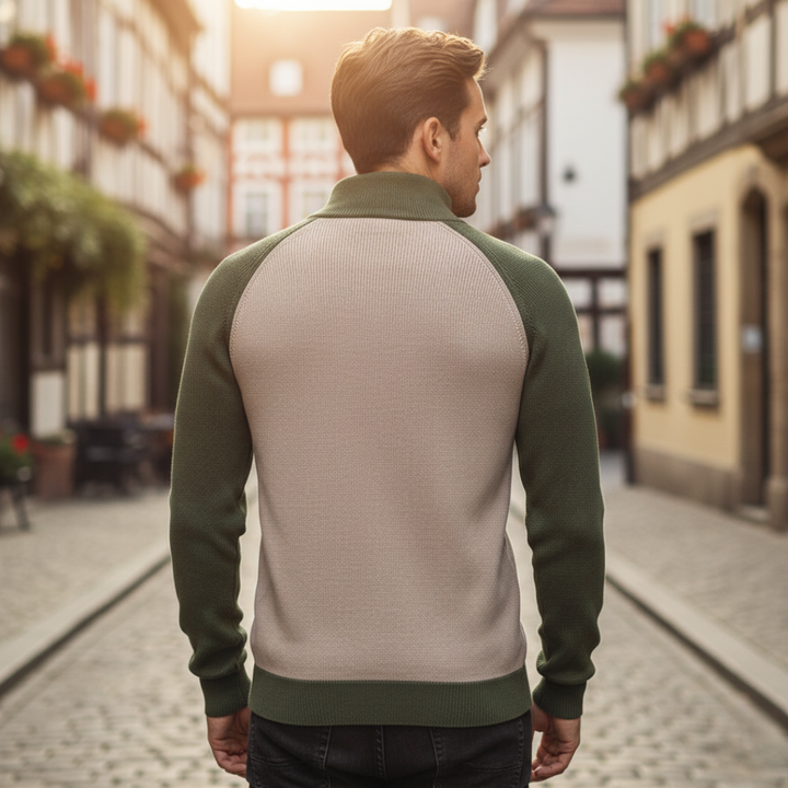 Maglione Uomo Collo Zip Materiale Misto