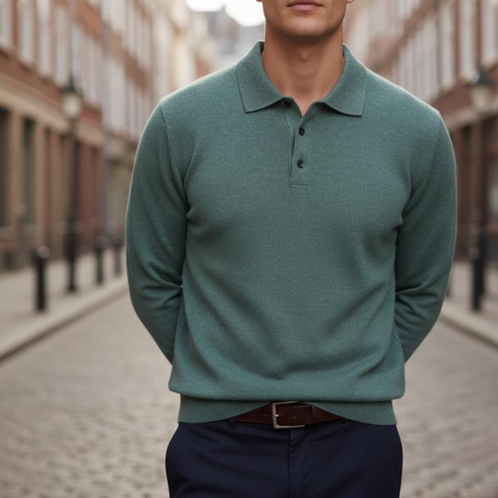 Maglia Polo Uomo a Maniche Lunghe in Materiale di Alta Qualità
