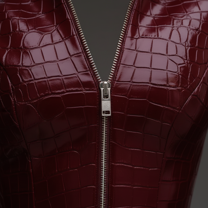 Abito Donna Zip Frontale Materiale Lucido