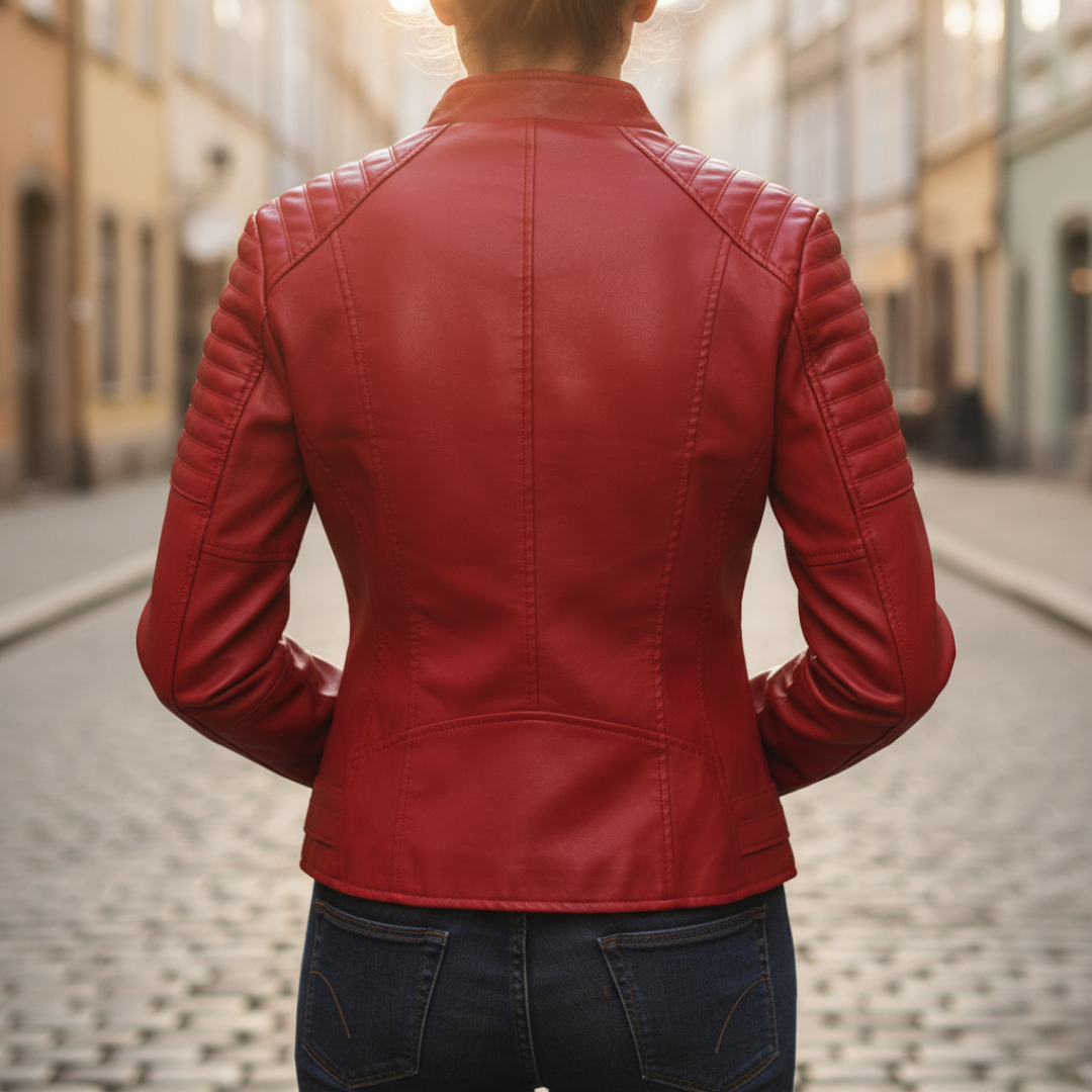 Giacca Donna in Ecopelle con Zip Frontale