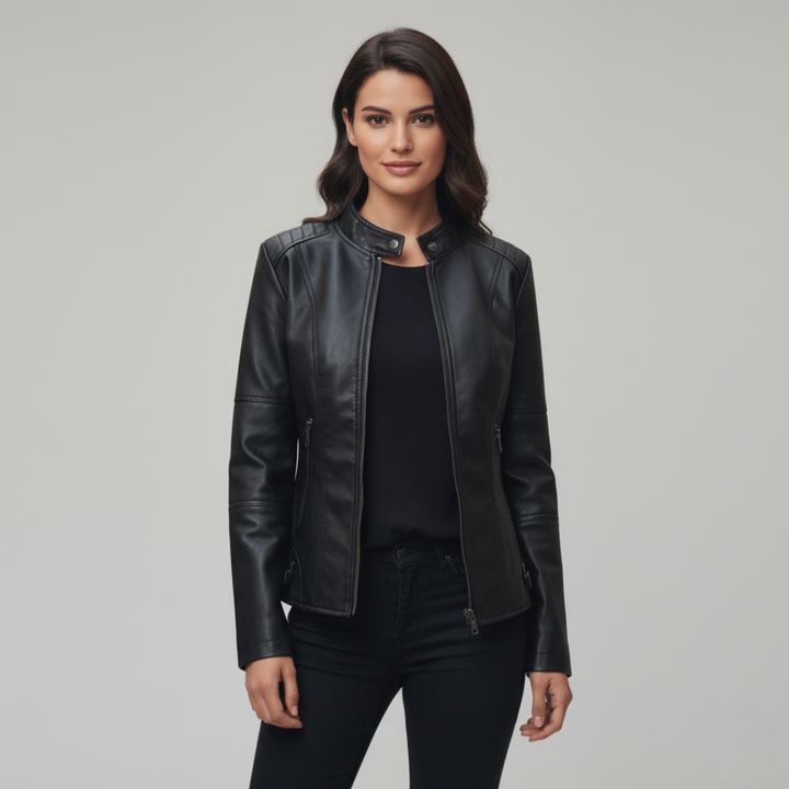 Giacca biker da donna con colletto alla coreana