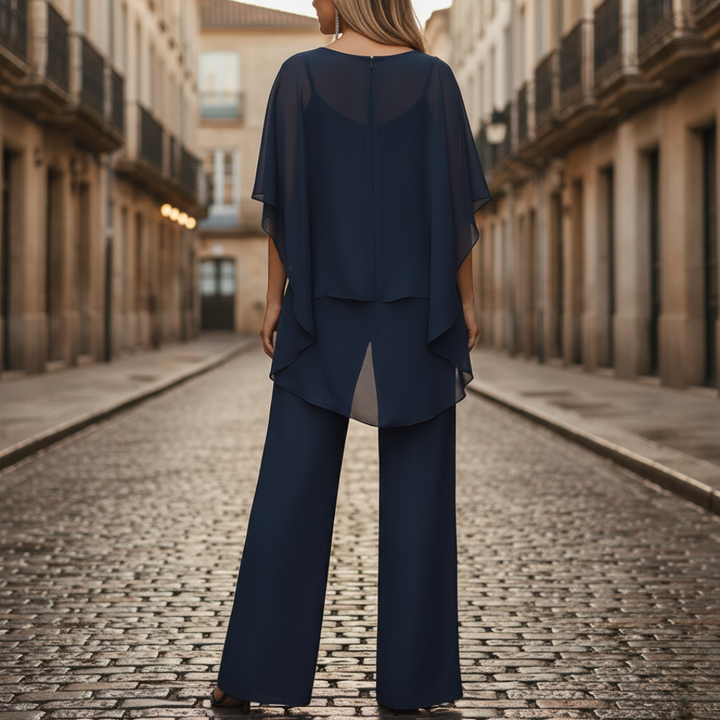 Tuta Donna Elegante con Top a Strati e Pantaloni