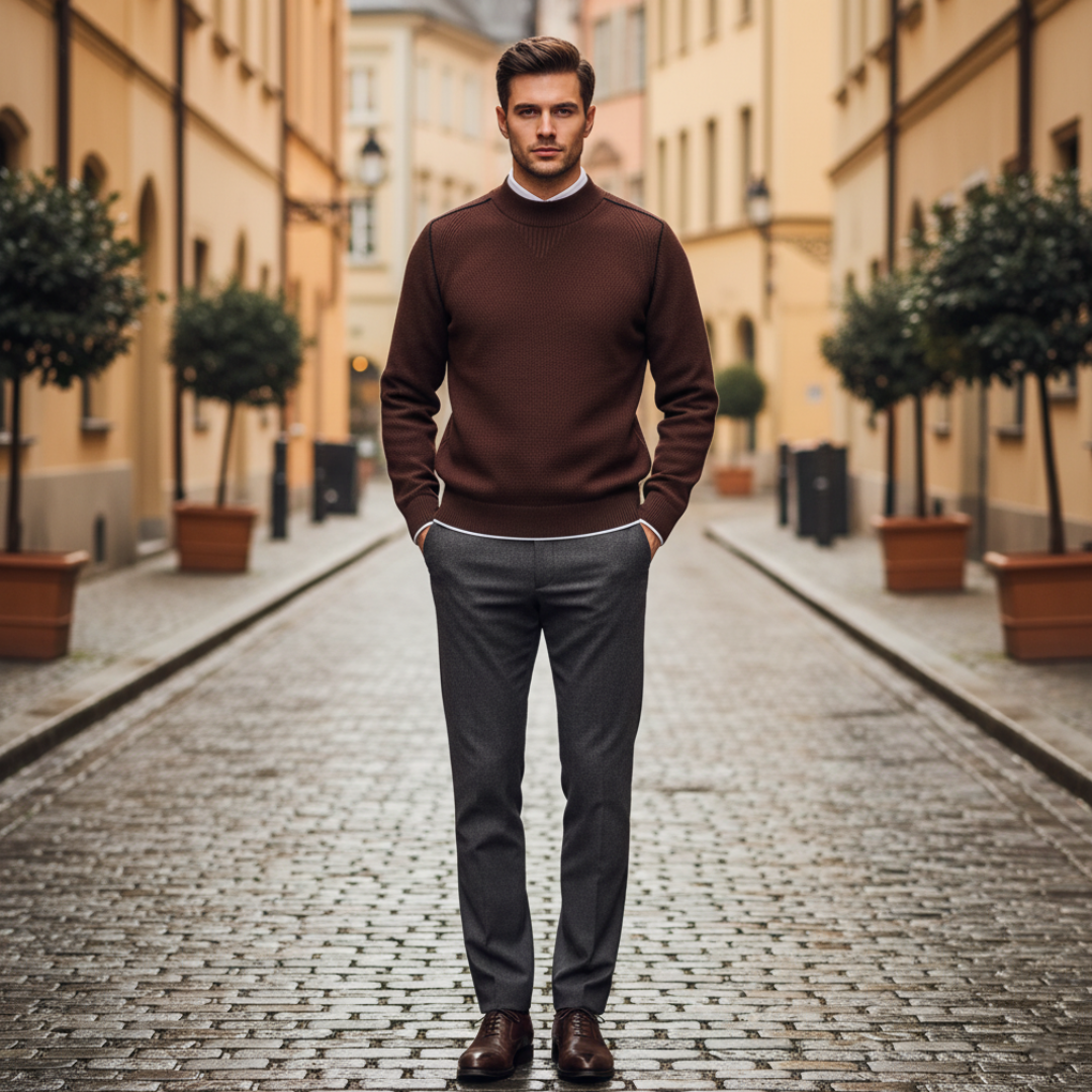 Maglione Uomo Girocollo in Materiale di Qualità