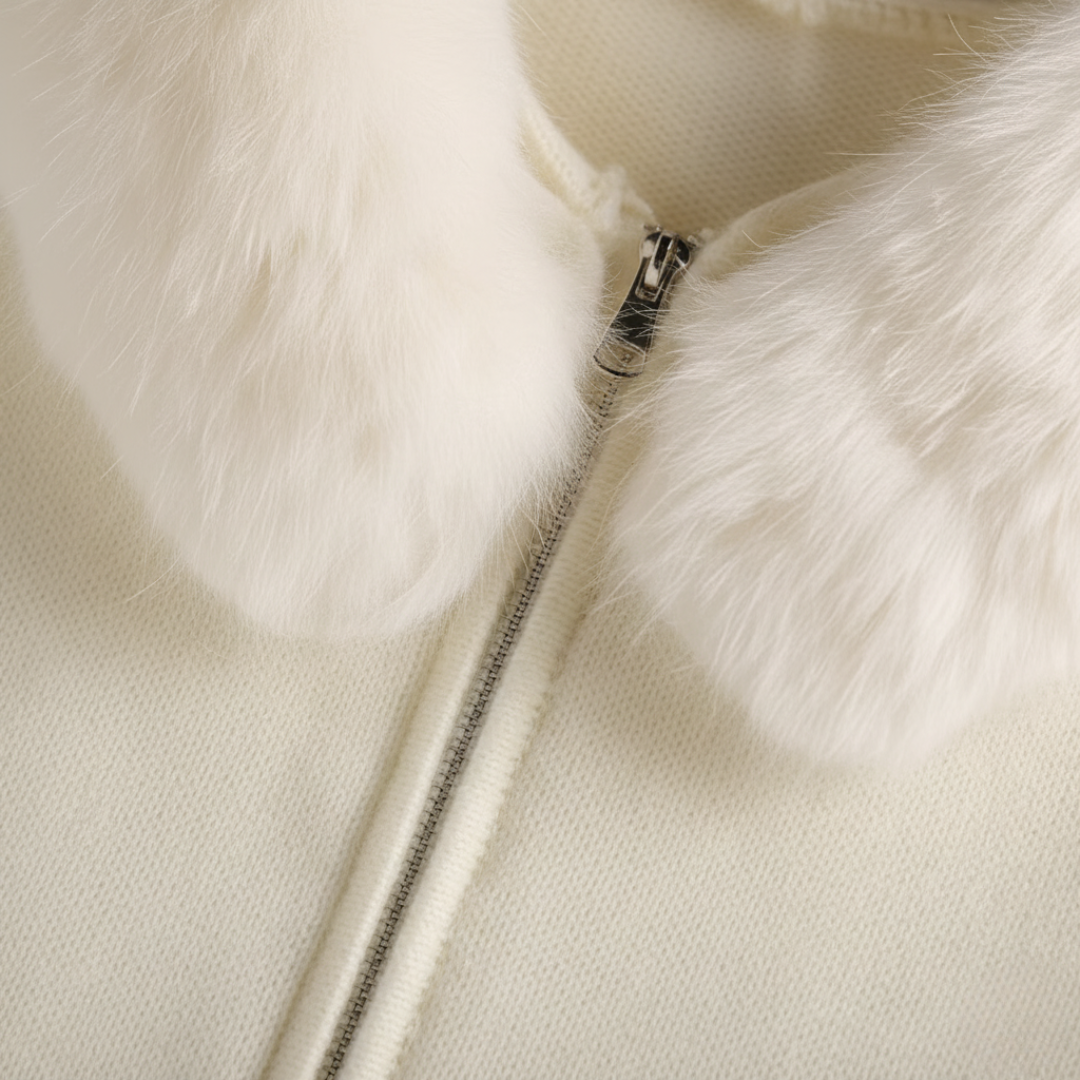 Damenjacke aus Mischgewebe mit Kragen aus Kunstpelz