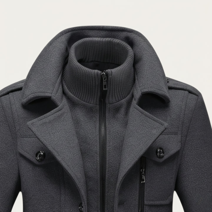Men's Winter Wool Coat with Bib