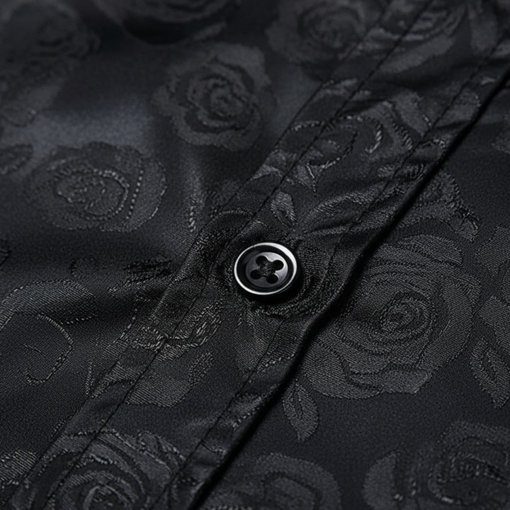 Camicia Uomo Raso Jacquard Rose Maniche Lunghe