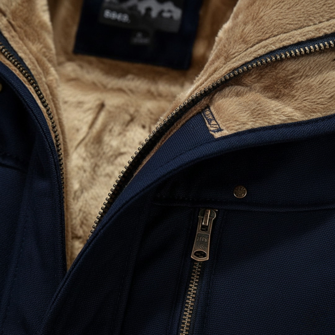 Giacca Uomo Impermeabile con Cappuccio e Interno Pelliccia