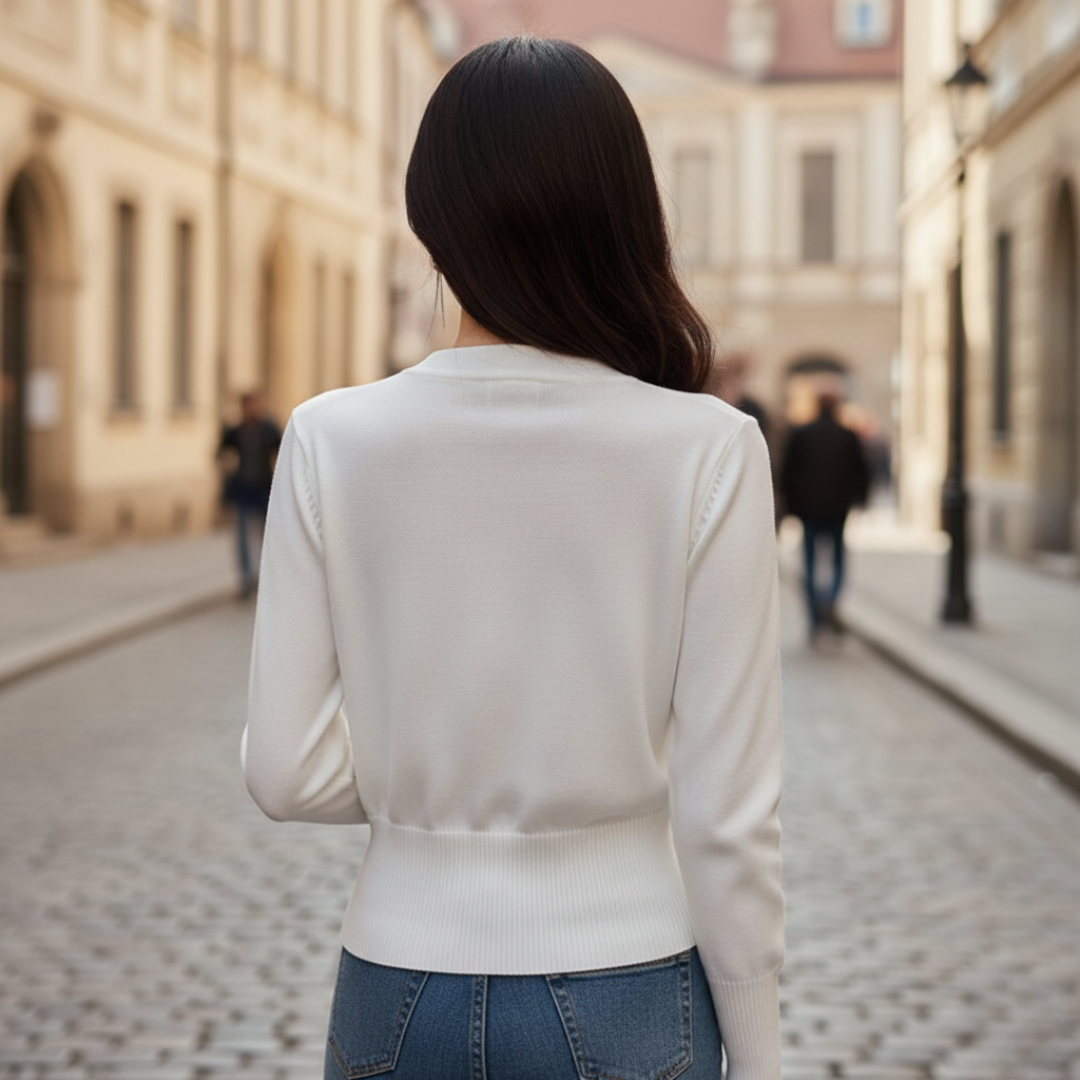 Cardigan Donna con Bottoni in Tessuto Misto