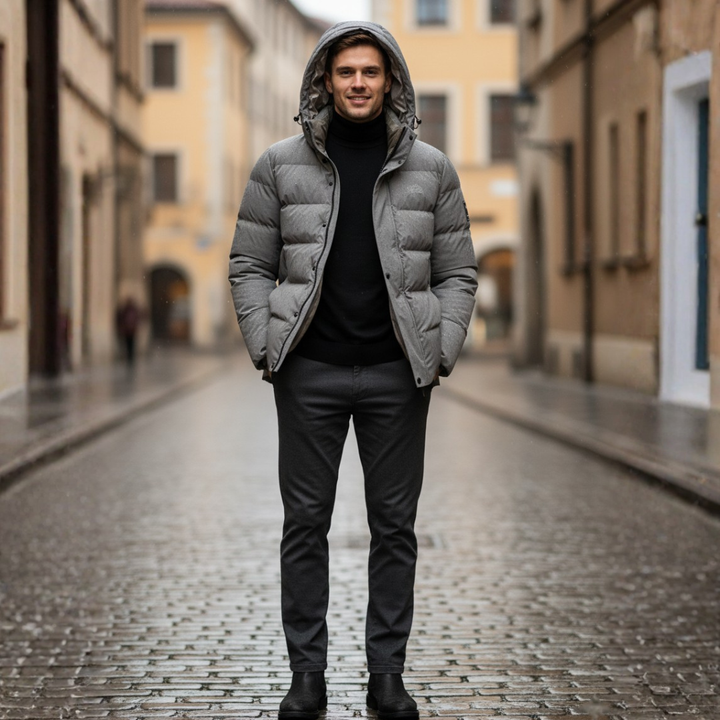 Men's Winter Waterproof Down Jacket with Hood