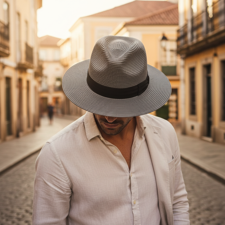Fedora Hat Men Straw Medium Brim Summer