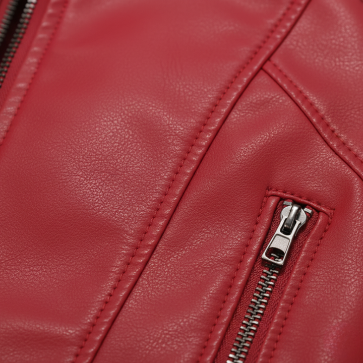 Giacca Donna in Ecopelle con Zip Frontale