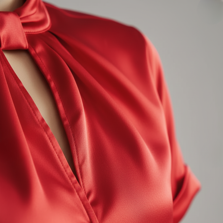 Blusa Donna Collo Alto Simile Seta