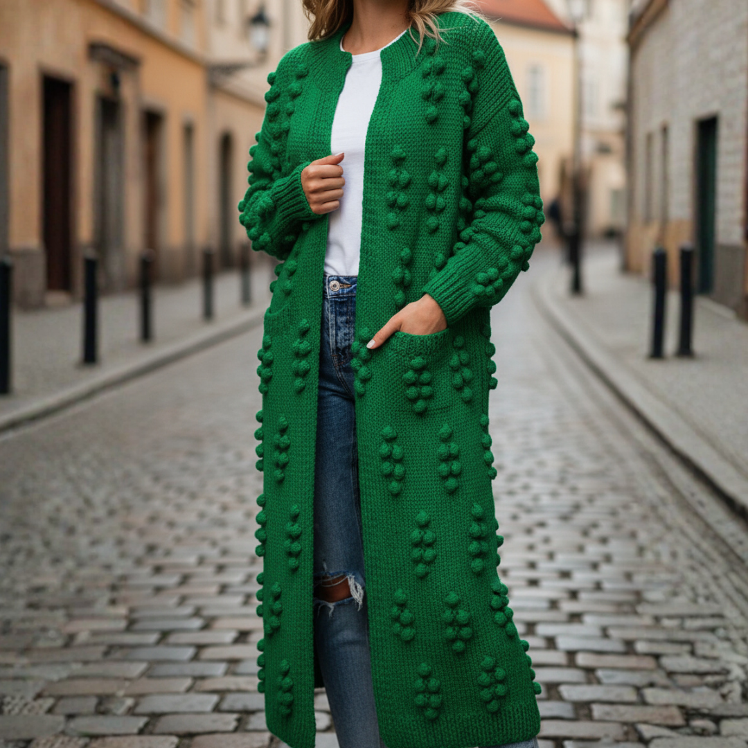 Cardigan Donna Lungo Maglia Spessa Bohémien