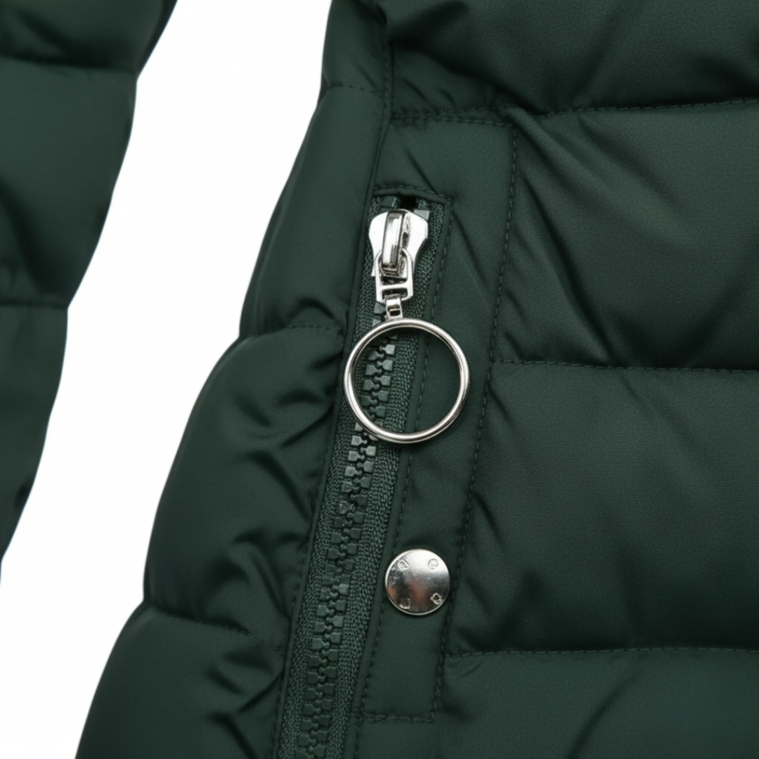 Giacca Piumino Donna Invernale Impermeabile Cappuccio Pelliccia Materiale