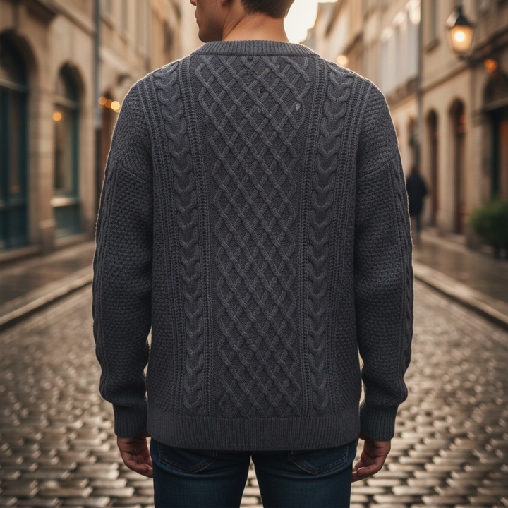 Maglione Uomo a Trecce Girocollo in Filato Morbido