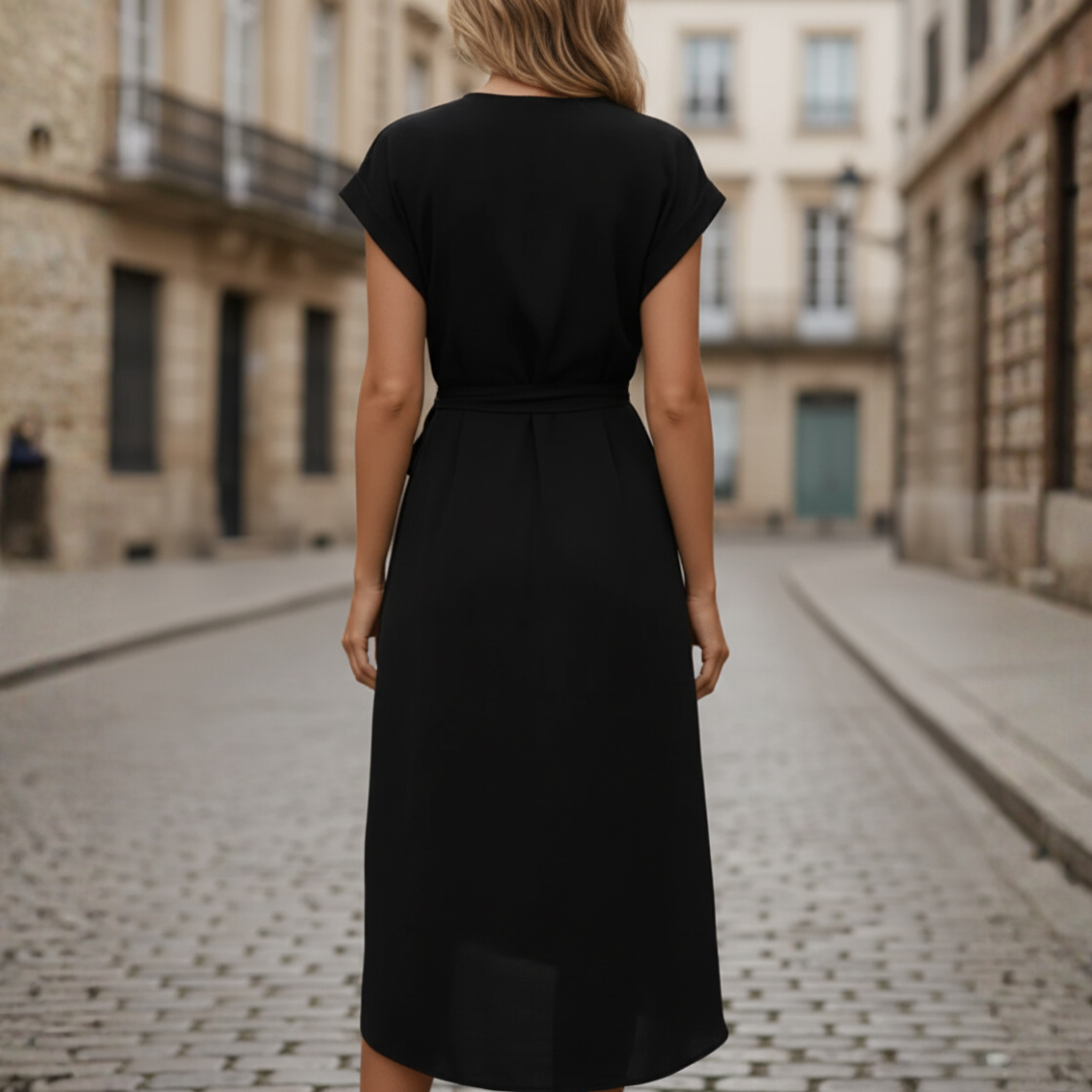 Vestito Donna in Tessuto Strutturato con Scollo a V